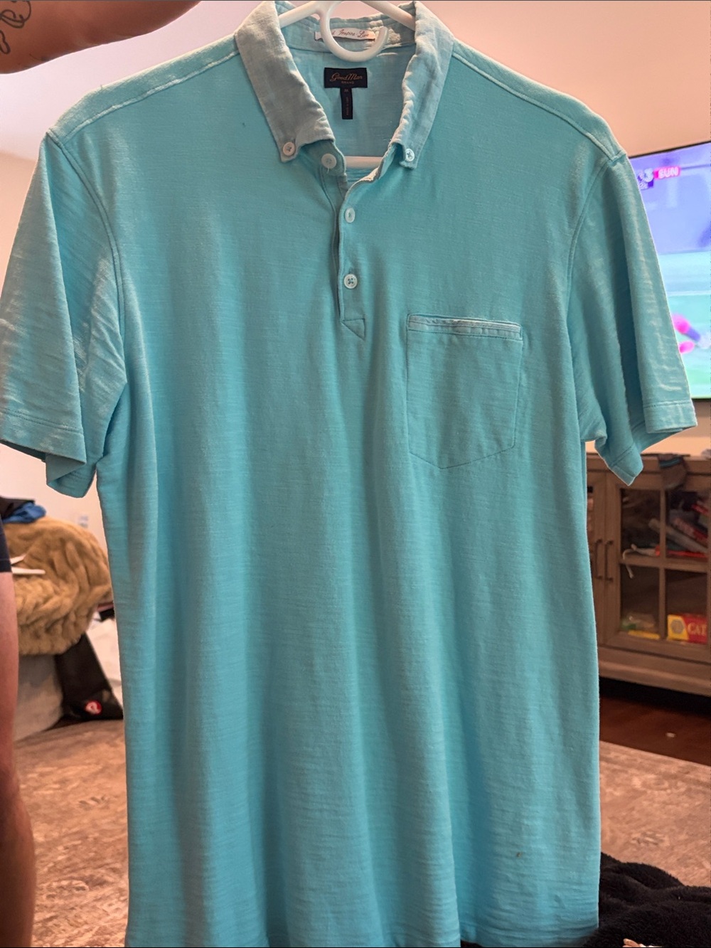 Goodman Men’s Aqua/Turquoise Polo with Chest Pocket